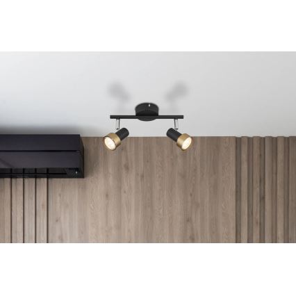 Globo - Spotlight  2xGU10/25W/230V svart/guld