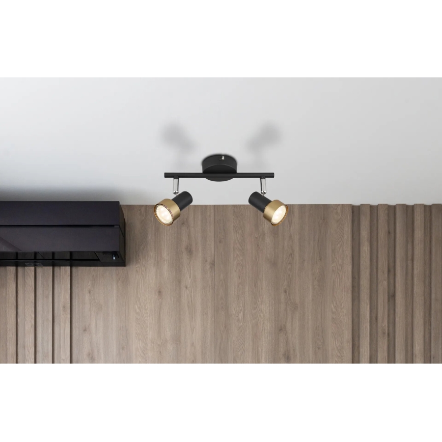 Globo - Spotlight  2xGU10/25W/230V svart/guld