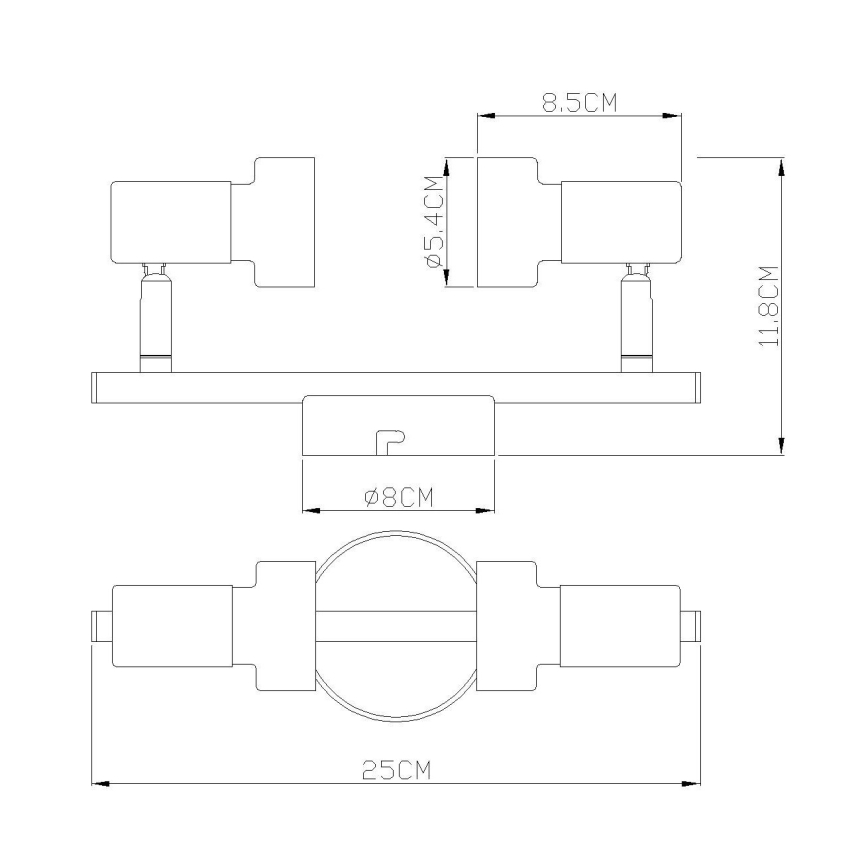 Globo - Spotlight  2xGU10/25W/230V svart/guld