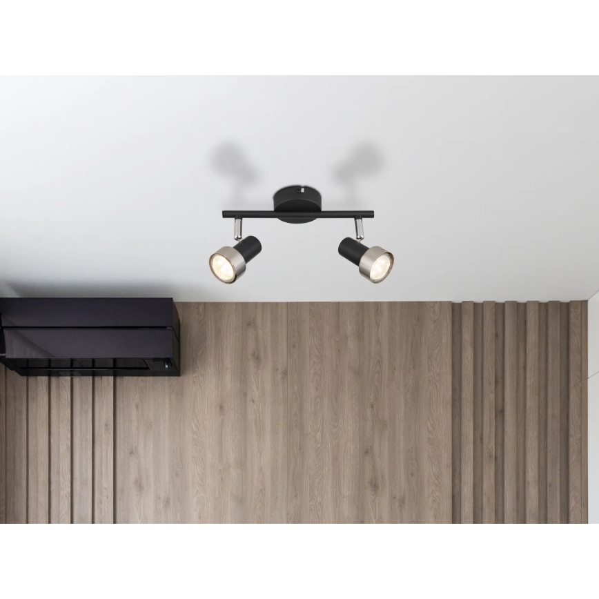 Globo - Spotlight  2xGU10/25W/230V svart/silver