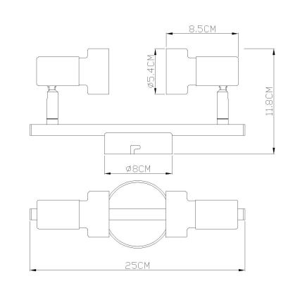 Globo - Spotlight  2xGU10/25W/230V svart/silver
