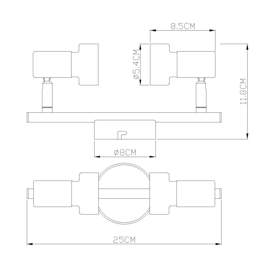 Globo - Spotlight  2xGU10/25W/230V svart/silver