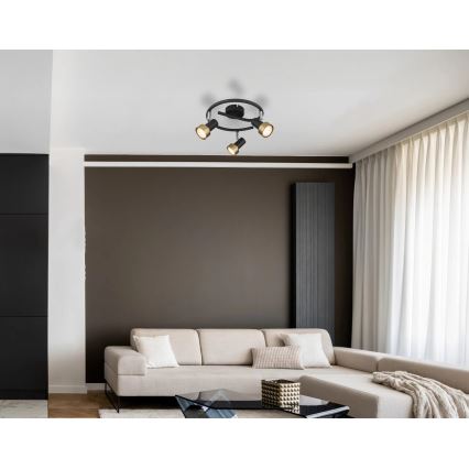 Globo - Spotlight  3xGU10/25W/230V svart/guld