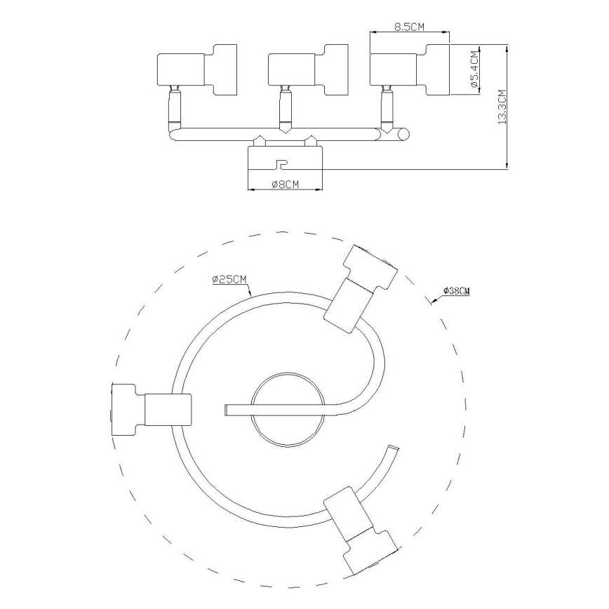Globo - Spotlight  3xGU10/25W/230V svart/guld