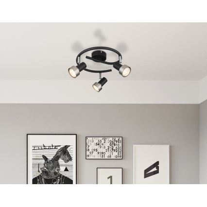 Globo - Spotlight  3xGU10/25W/230V svart/silver