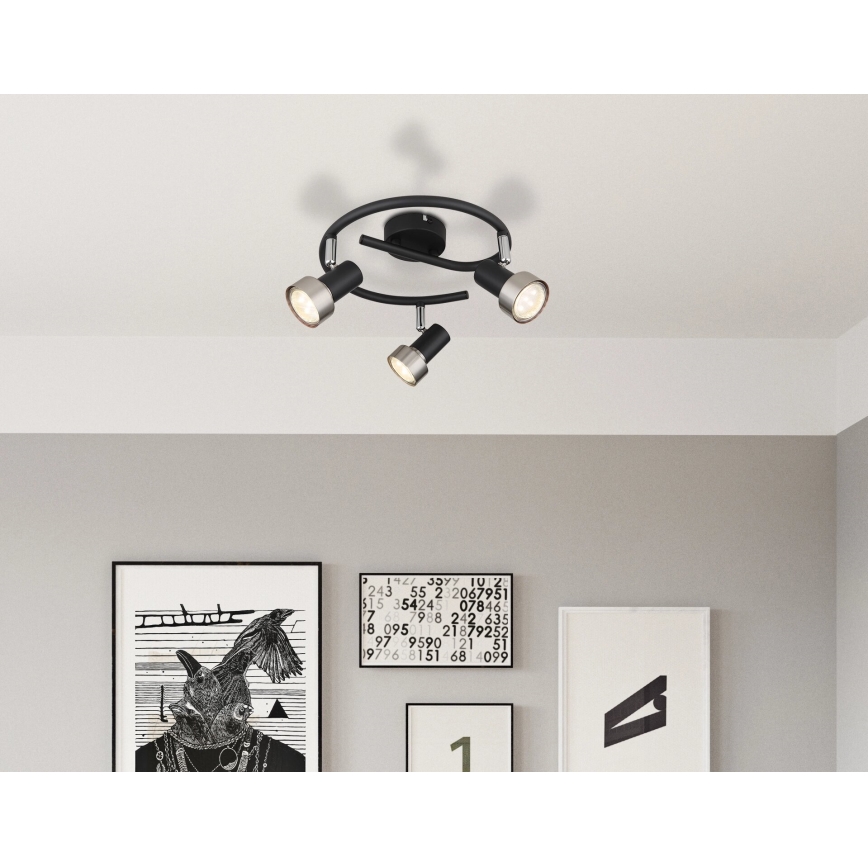 Globo - Spotlight  3xGU10/25W/230V svart/silver