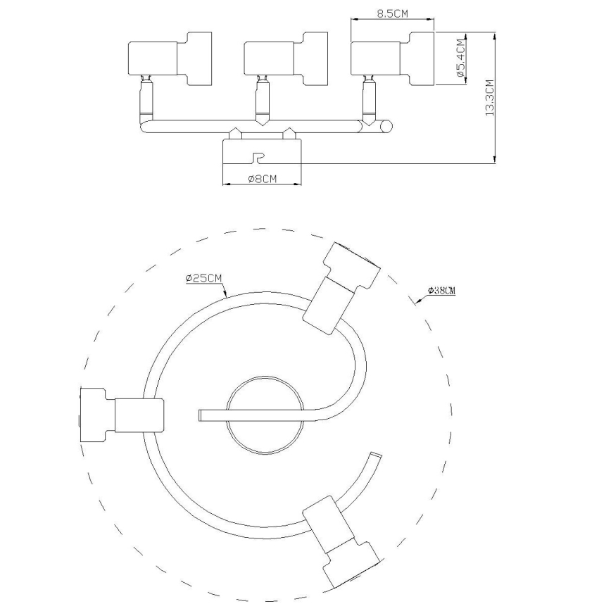 Globo - Spotlight  3xGU10/25W/230V svart/silver