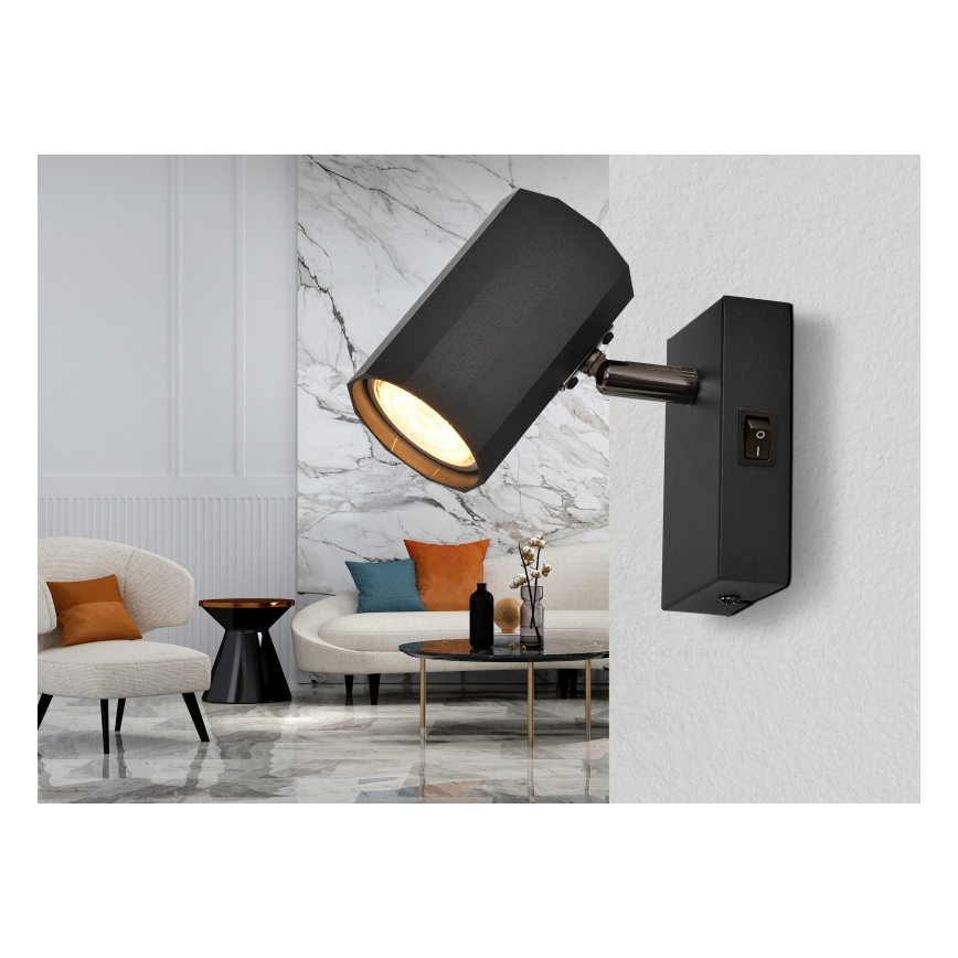 Globo - Väggspotlight 1xGU10/25W/230V svart