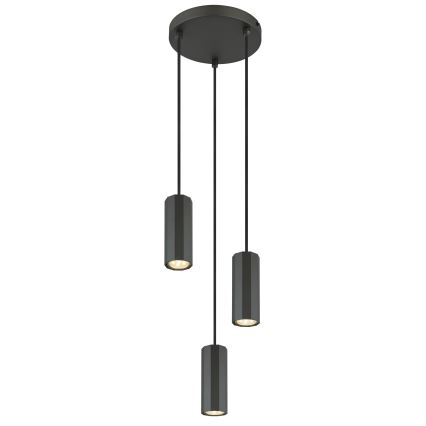 Globo - Ljuskrona med textilsladd 3xGU10/25W/230V svart