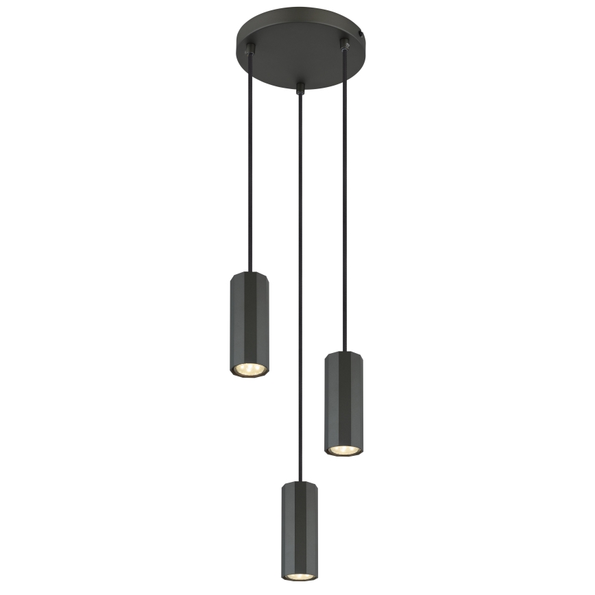 Globo - Ljuskrona med textilsladd 3xGU10/25W/230V svart