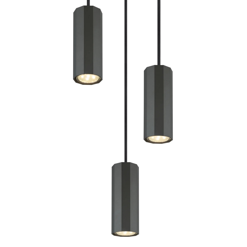 Globo - Ljuskrona med textilsladd 3xGU10/25W/230V svart