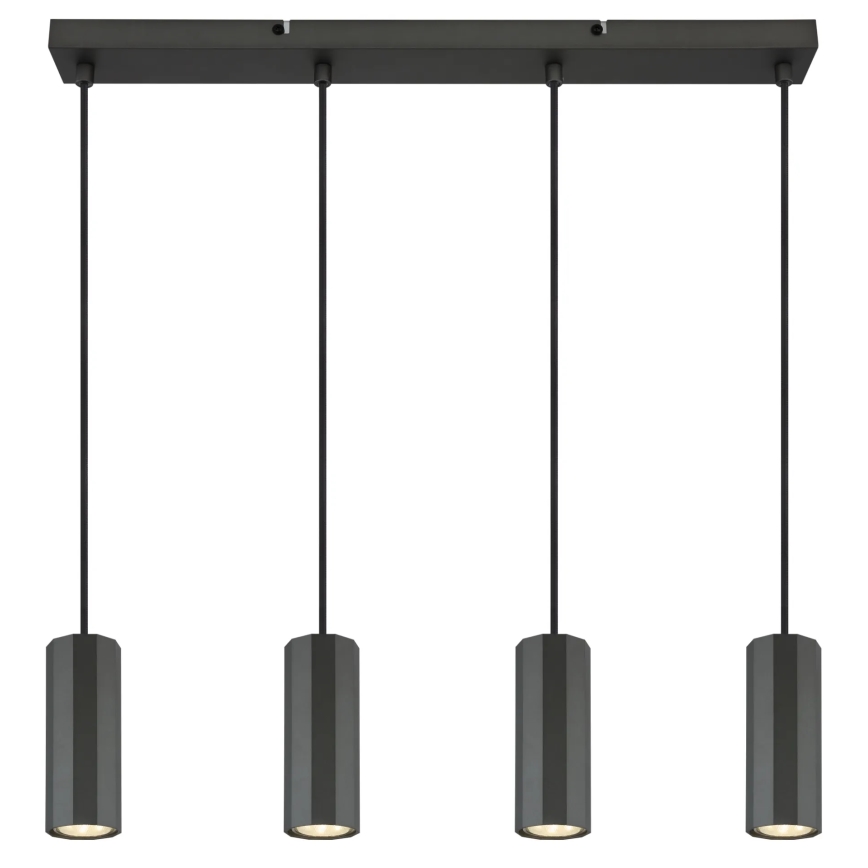 Globo - Ljuskrona med textilsladd 4xGU10/25W/230V svart