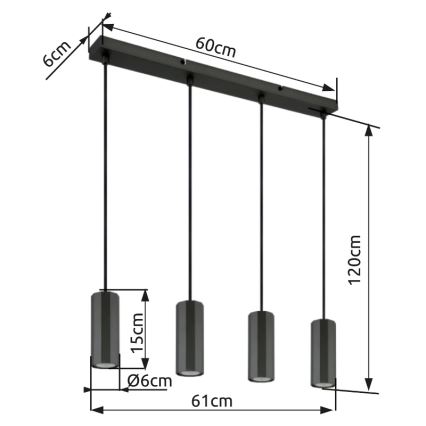 Globo - Ljuskrona med textilsladd 4xGU10/25W/230V svart