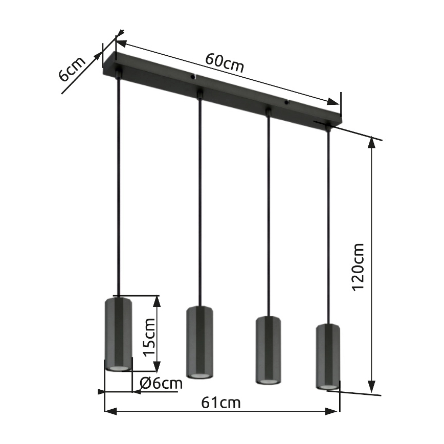 Globo - Ljuskrona med textilsladd 4xGU10/25W/230V svart