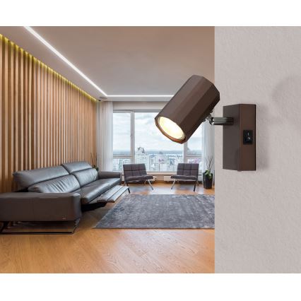 Globo - Väggspotlight 1xGU10/25W/230V brun