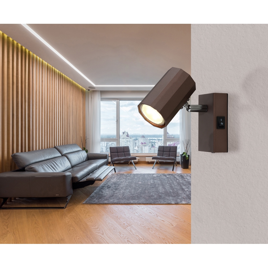 Globo - Väggspotlight 1xGU10/25W/230V brun