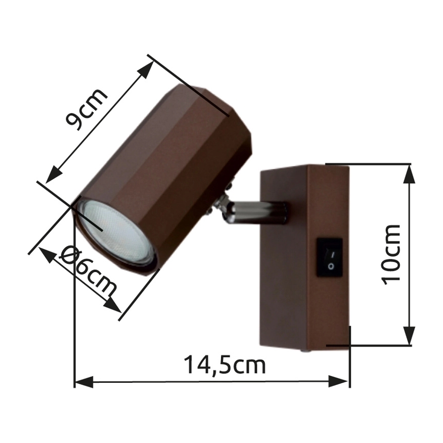 Globo - Väggspotlight 1xGU10/25W/230V brun