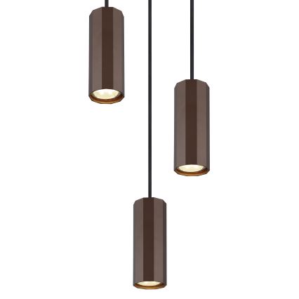 Globo - Ljuskrona med textilsladd 3xGU10/25W/230V brun