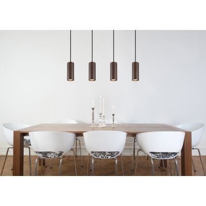 Globo - Ljuskrona med textilsladd 4xGU10/25W/230V brun