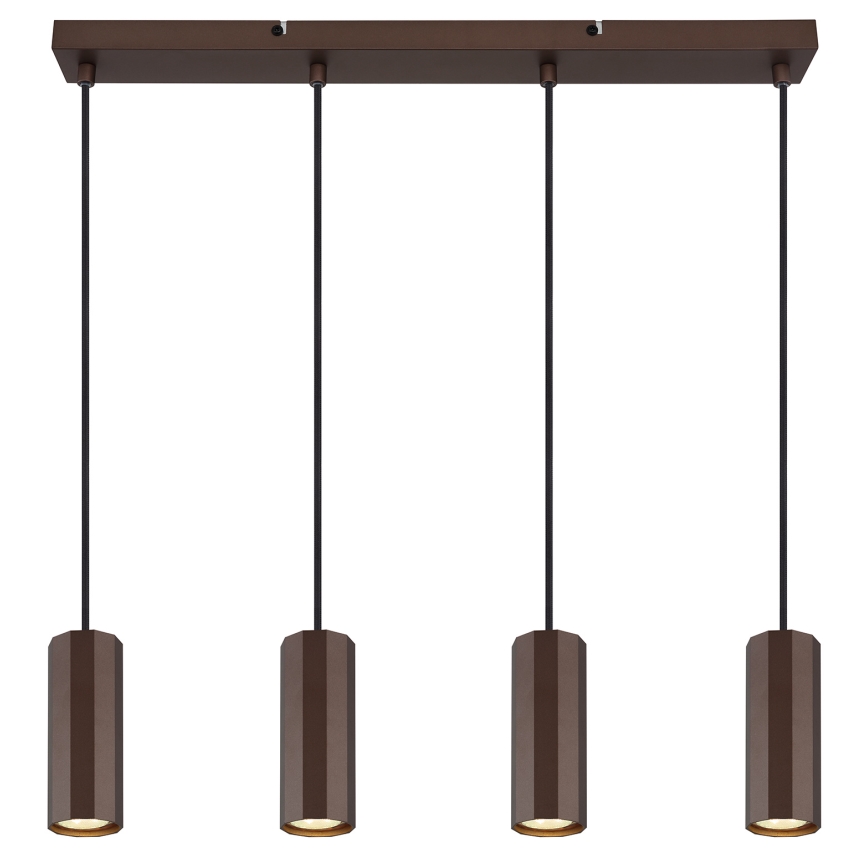 Globo - Ljuskrona med textilsladd 4xGU10/25W/230V brun