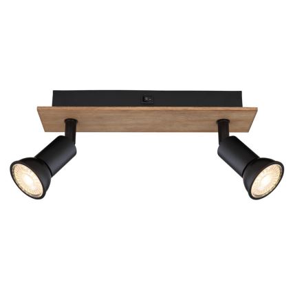 Globo - Spotlampa 2xGU10/35W/230V trä/svart