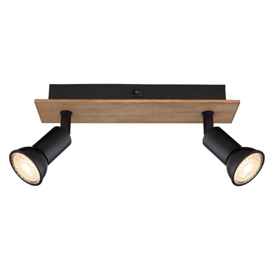 Globo - Spotlampa 2xGU10/35W/230V trä/svart