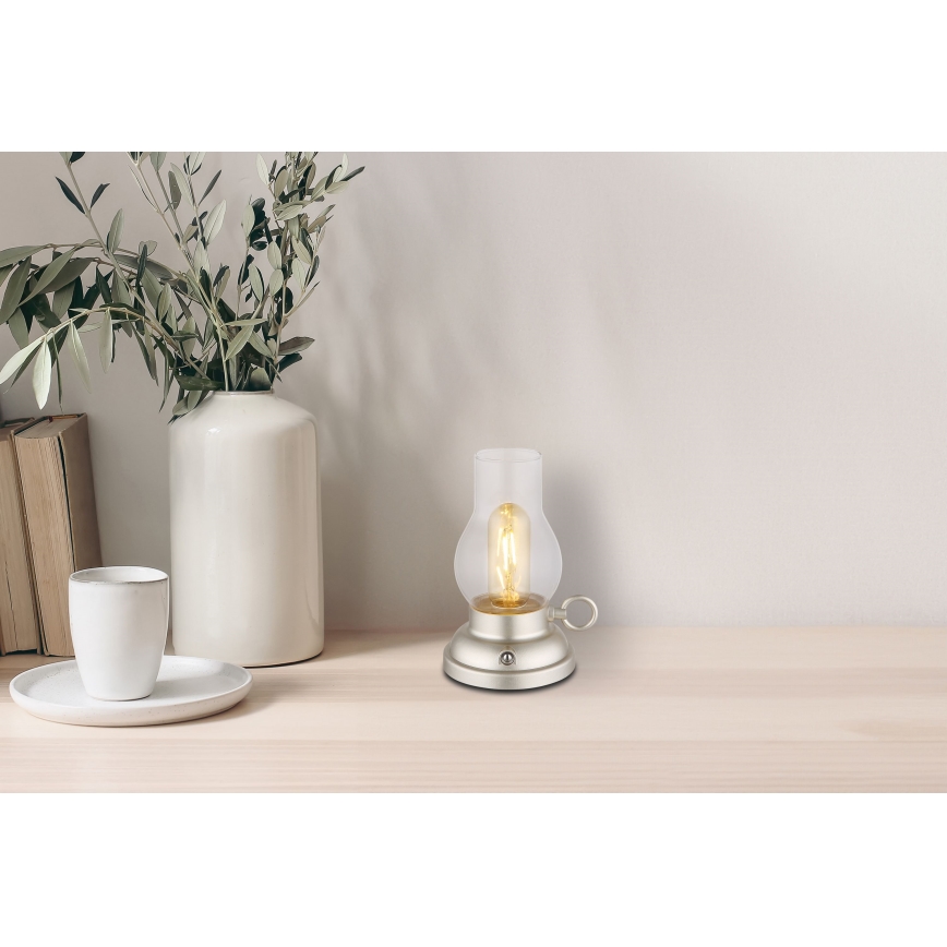Globo - LED Dimbart uppladdningsbar touchbordslampa LED/1W/3,7V 1200 mAh matt krom