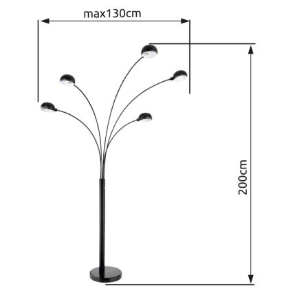 Globo - Golvlampa 5xE14/40W/230V svart