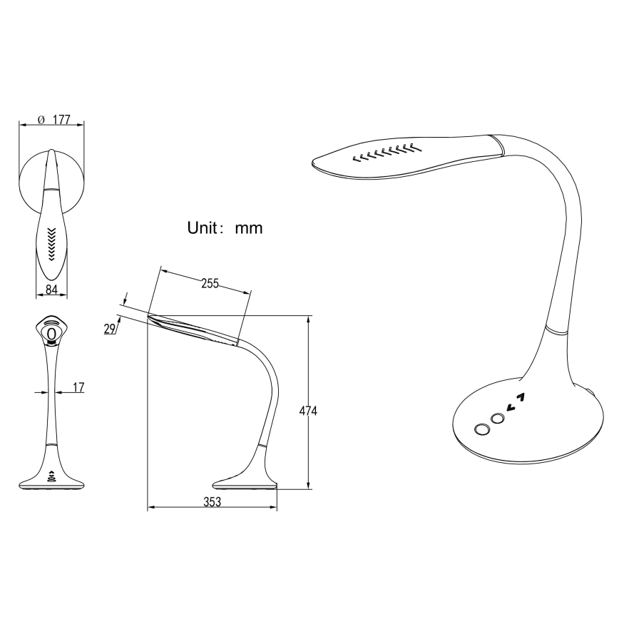 Globo - LED dimbar touch-flexibel bordslampa LED/9W/230V 3000/4500/6500K svart