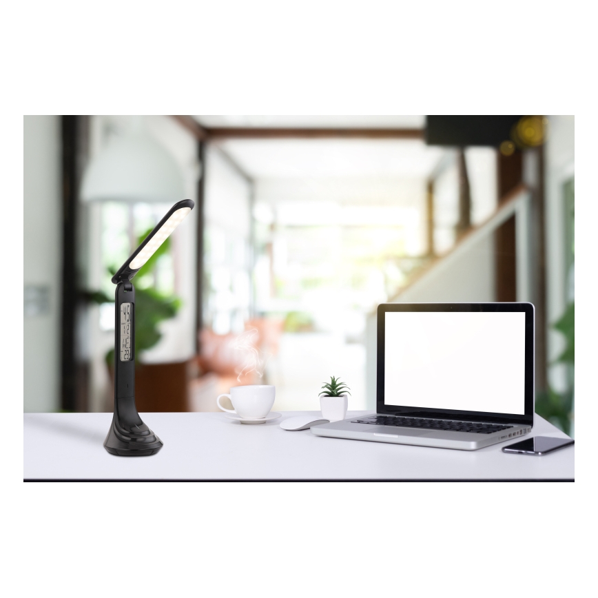 Globo - LED-dimbar uppladdningsbar bordslampa med display LED/4W/230V 2200 mAh svart