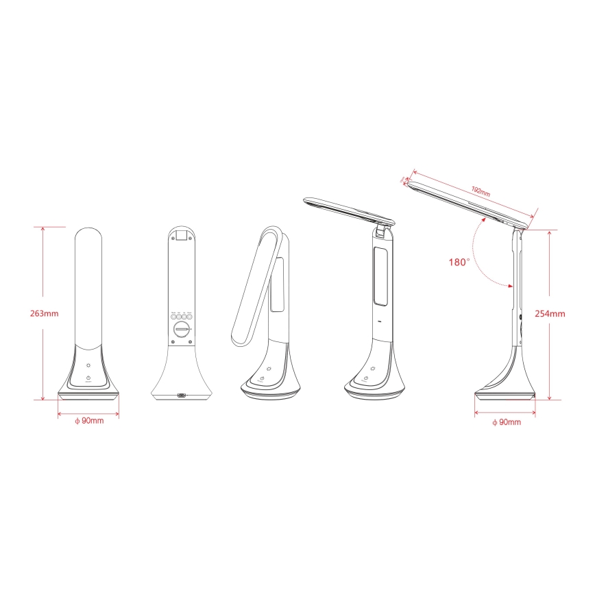 Globo - LED-dimbar uppladdningsbar bordslampa med display LED/4W/230V 2200 mAh svart