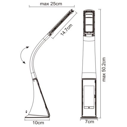 Globo - LED dimbar touchbordslampa med display LED/6,5W/230V 3000/4500/5800K vit