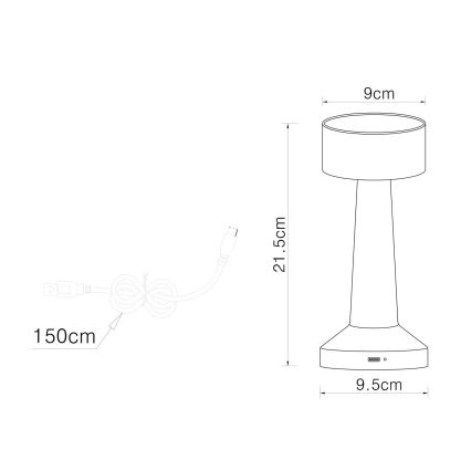 Globo - LED dimbar touchbordslampa LED/1W/3,7V 2700K/4000K/6500K 800 mAh USB guld