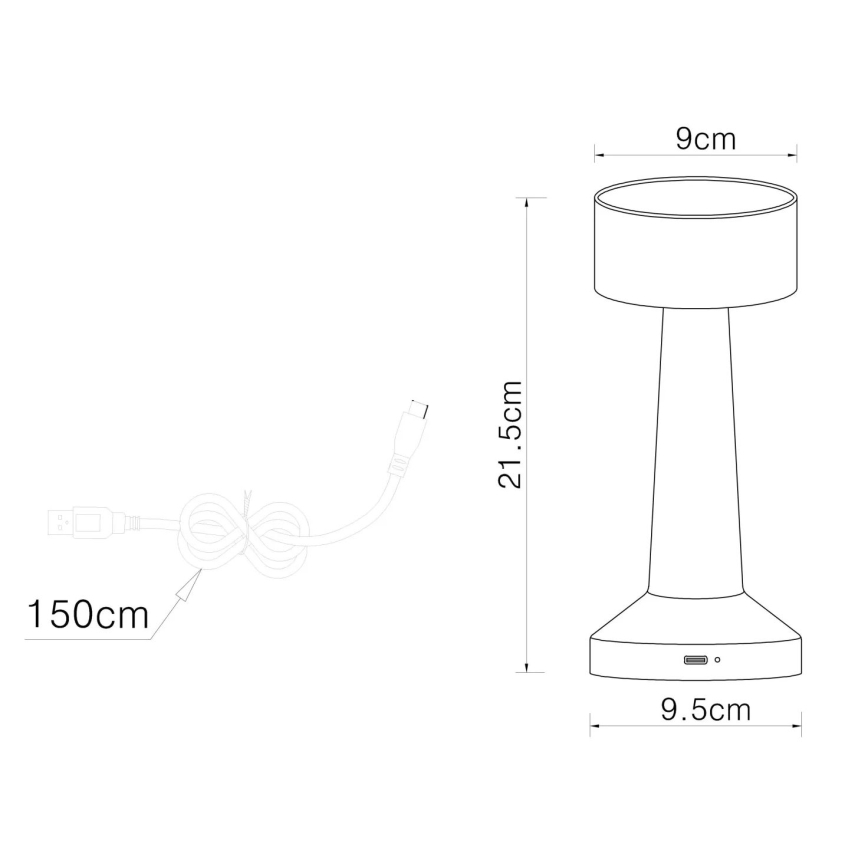 Globo - LED dimbar touchbordslampa LED/1W/3,7V 2700K/4000K/6500K 800 mAh USB vit