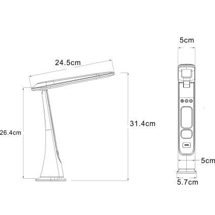 Globo - LED-dimbar uppladdningsbar bordslampa med beröringsstyrning LED/2W/5V 3000/4000/5000K 1800 mAh