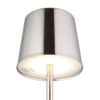 Globo - dimbar LED-bordslampa, beröringsstyrd och uppladdningsbar, LED/2W/3,7V, 3000/4000/6000K, 2200 mAh, blank krom