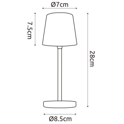 Globo - LED dimbar utomhusbordslampa med touch LED/2W/5V 3000/4000/6000K 2200 mAh IP44 krämfärgad
