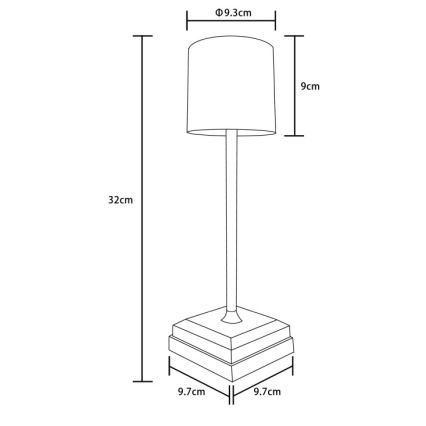 Globo - Dimmbar beröringsstyrd uppladdningsbar LED-bordslampa LED/1,5W/5V 2200 mAh svart