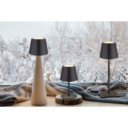 Globo - Dimmbar beröringsstyrd uppladdningsbar utomhusbordslampa 3-i-1 LED/3W/5V 3000/4000/5000K IP54 1800 mAh svart