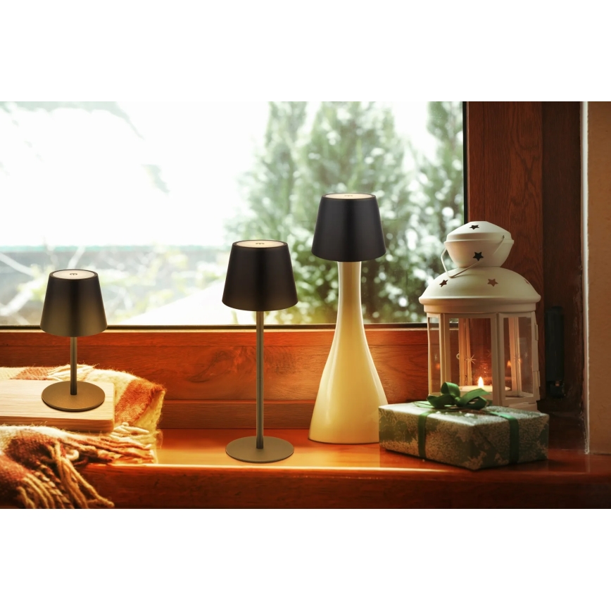 Globo - Dimmbar beröringsstyrd uppladdningsbar utomhusbordslampa 3-i-1 LED/3W/5V 3000/4000/5000K IP54 1800 mAh svart