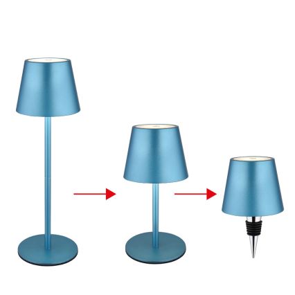 Globo - Dimbar beröringsstyrd uppladdningsbar utomhusbordslampa 3-i-1 LED/3W/5V 3000/4000/5000K IP54 1800 mAh blå