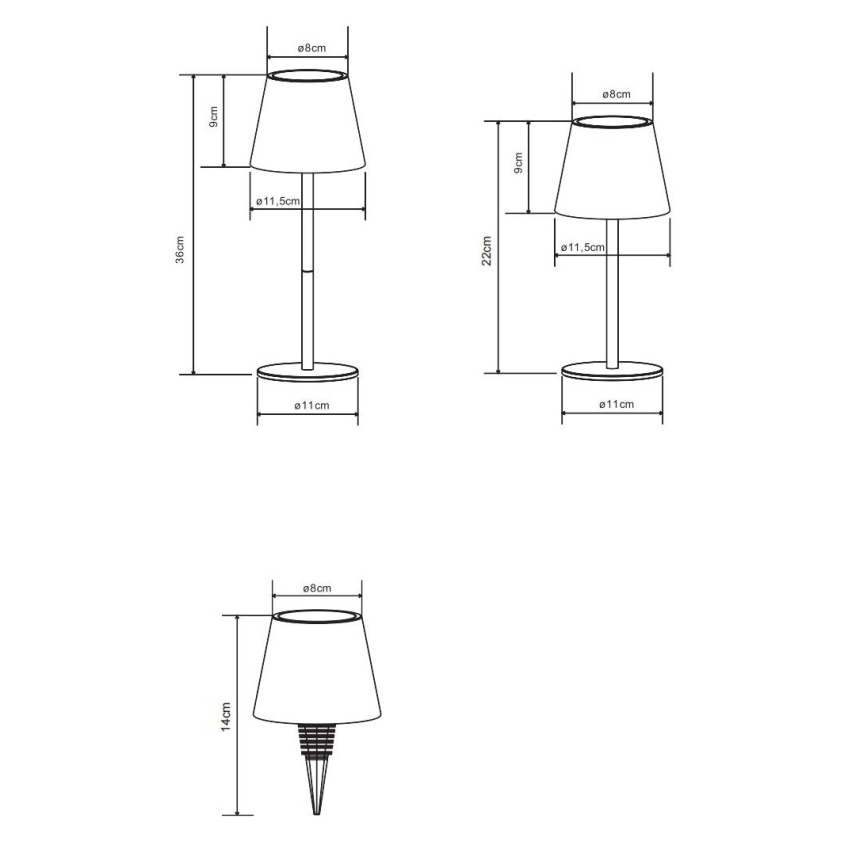 Globo - Dimbar beröringsstyrd uppladdningsbar utomhusbordslampa 3-i-1 LED/3W/5V 3000/4000/5000K IP54 1800 mAh blå