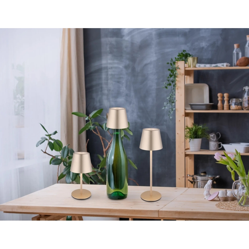 Globo - LED dimbar beröringsstyrd uppladdningsbar utomhusbordslampa 3-i-1 LED/3W/5V 3000/4000/5000K IP54 1800 mAh mässing