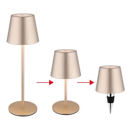 Globo - LED dimbar beröringsstyrd uppladdningsbar utomhusbordslampa 3-i-1 LED/3W/5V 3000/4000/5000K IP54 1800 mAh mässing