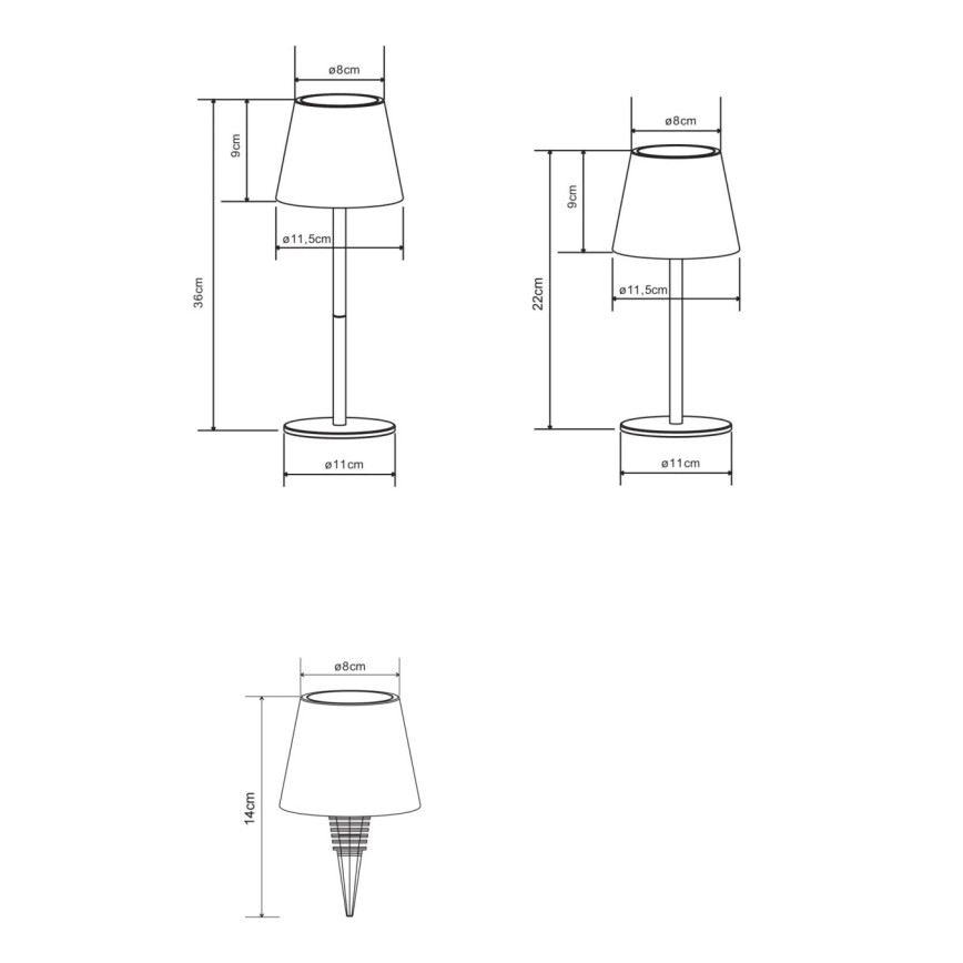 Globo - LED dimbar beröringsstyrd uppladdningsbar utomhusbordslampa 3-i-1 LED/3W/5V 3000/4000/5000K IP54 1800 mAh mässing