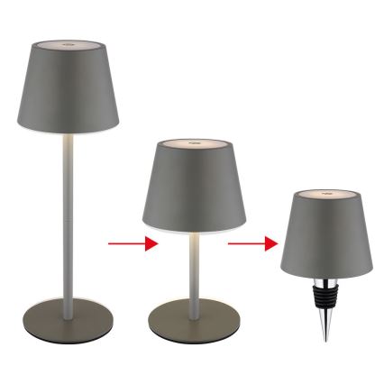 Globo - LED Dimbar beröringsstyrd uppladdningsbar utomhusbordslampa 3-i-1 LED/3W/5V 3000/4000/5000K IP54 1800 mAh grå