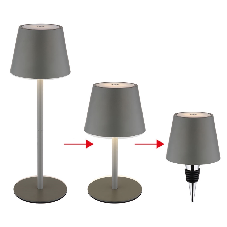 Globo - LED Dimbar beröringsstyrd uppladdningsbar utomhusbordslampa 3-i-1 LED/3W/5V 3000/4000/5000K IP54 1800 mAh grå