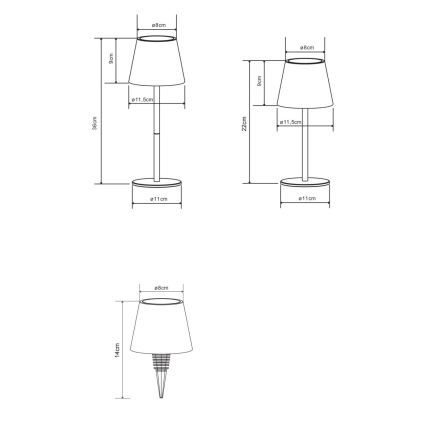 Globo - LED Dimbar beröringsstyrd uppladdningsbar utomhusbordslampa 3-i-1 LED/3W/5V 3000/4000/5000K IP54 1800 mAh grå