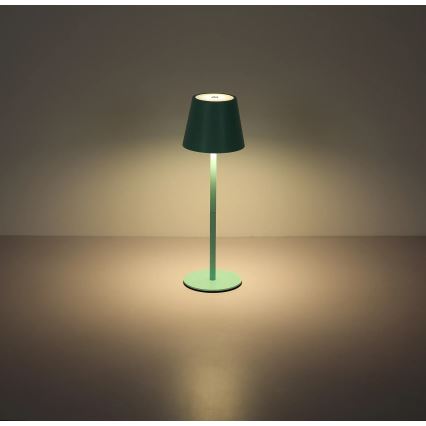 Globo – dimbar, touchstyrd, uppladdningsbar utomhusbordslampa 3-i-1, LED/3W/5V, 3000/4000/5000K, IP54, 1800 mAh, mintgrön