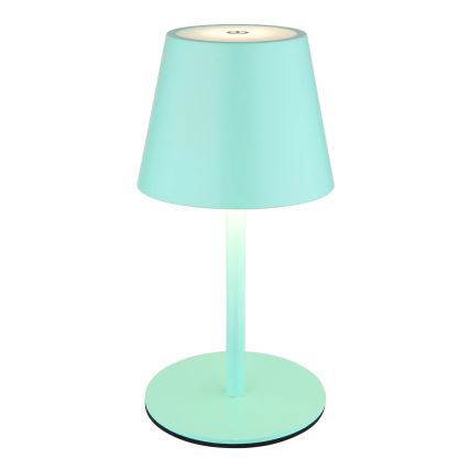 Globo – dimbar, touchstyrd, uppladdningsbar utomhusbordslampa 3-i-1, LED/3W/5V, 3000/4000/5000K, IP54, 1800 mAh, mintgrön